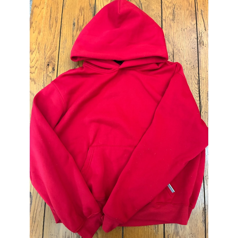 Sumwon Red Pullover Hoodie Minimalist Streetwear Sweatshirt XS